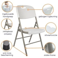 Merkloos Perel Klapstoel - Wit -Merkloos 0b1473e943e743c9