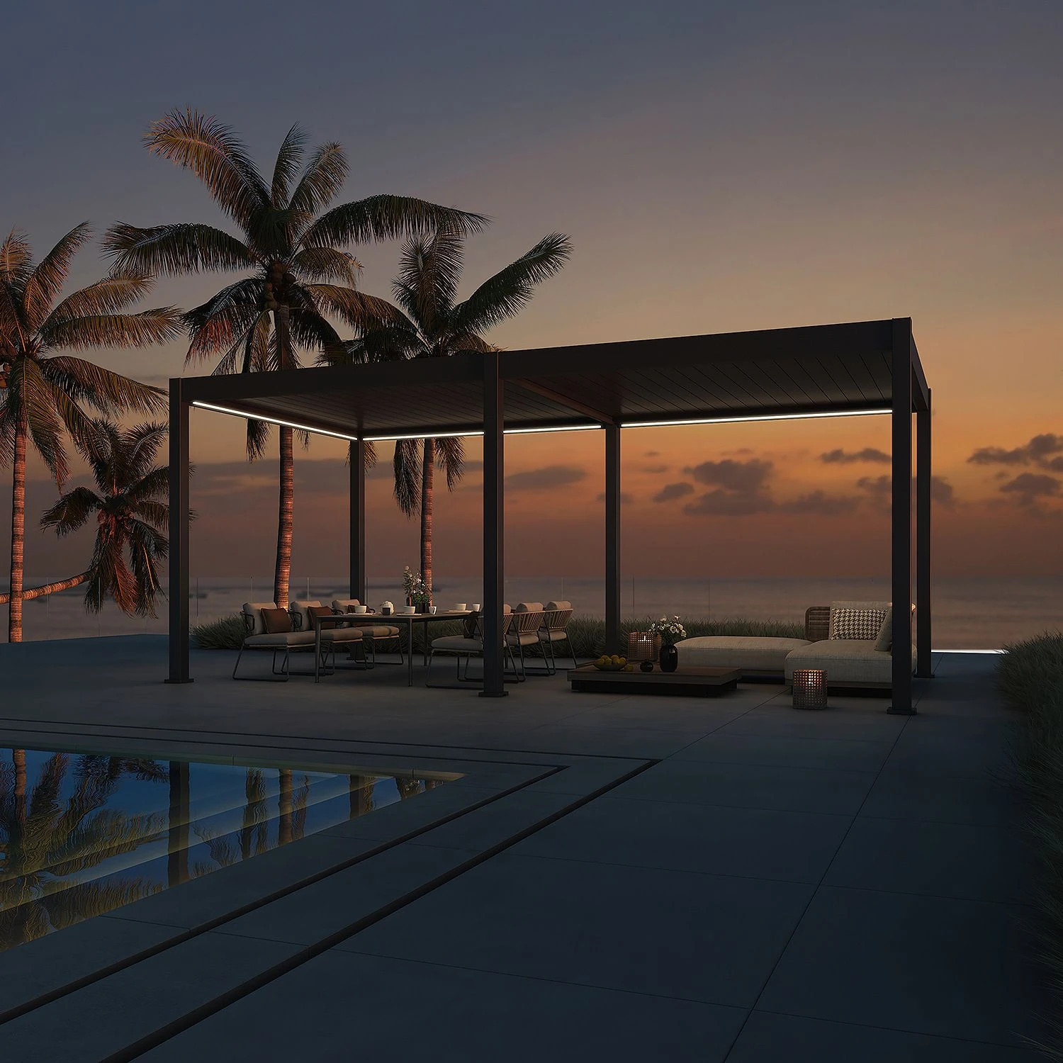 Merkloos Orion Premium 300x600cm Elektrische LED Overkapping - Antraciet 5 Merkloos Orion Premium 300x600cm Elektrische LED Overkapping - Antraciet - Afbeelding 5