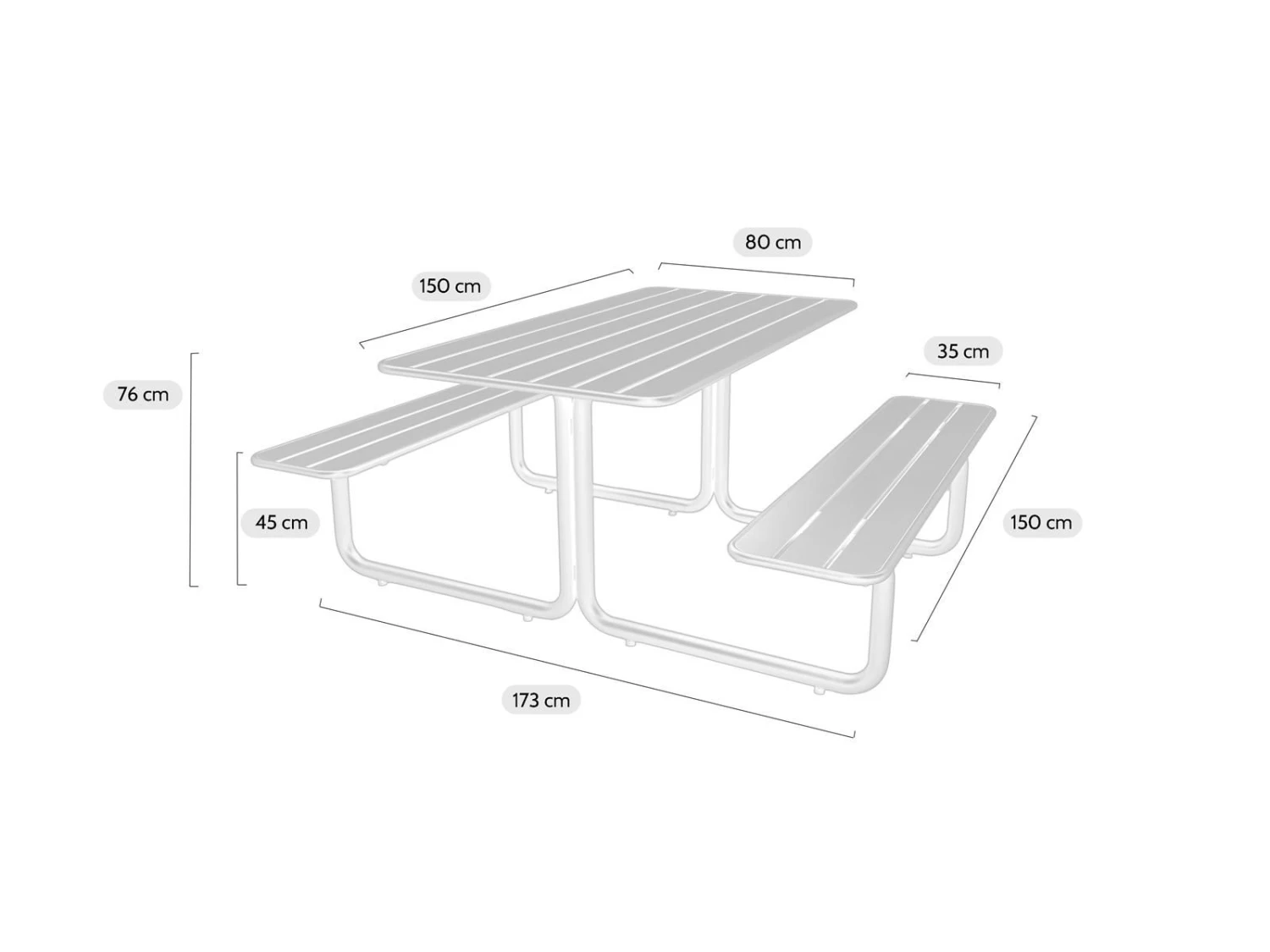 Merkloos MaximaVida Max Metalen Picknicktafel 2 Merkloos MaximaVida Max Metalen Picknicktafel - Afbeelding 2