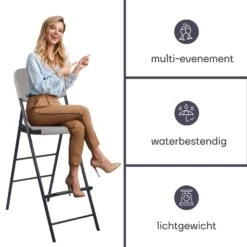 Merkloos Perel Hoge Klapstoel - Wit -Merkloos 18b8bd1ccc27d947