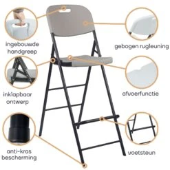 Merkloos Perel Hoge Klapstoel - Wit -Merkloos 36f597fc2a49c037