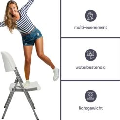 Merkloos Perel Klapstoel - Wit -Merkloos 375be01b67c83982