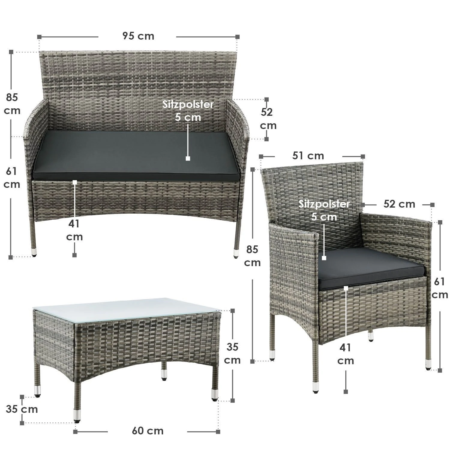 Merkloos Fort Myers Polyrotan Grijze Loungeset 6 Merkloos Fort Myers Polyrotan Grijze Loungeset - Afbeelding 6