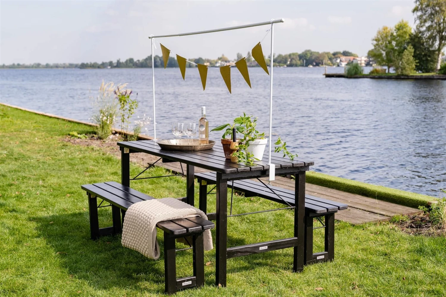 Merkloos MaximaVida Riga 200 Cm Blackwash Inklapbare Picknickset 6 Merkloos MaximaVida Riga 200 Cm Blackwash Inklapbare Picknickset - Afbeelding 6