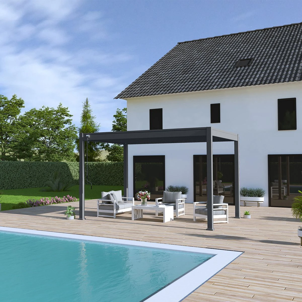 Merkloos Novum ORION 360 X 400 Terrasoverkapping - Black 2 Merkloos Novum ORION 360 X 400 Terrasoverkapping - Black - Afbeelding 2