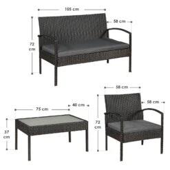 Merkloos Trinidad Polyrotan Zwarte Loungeset -Merkloos 62583719801e81.01345713