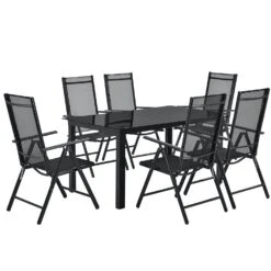 Merkloos Milano Aluminium 7-delige Donkergrijze Diningset