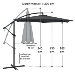 Merkloos Brazil 300 Donkergrijze Parasol -Merkloos 625e81604ad490.87600748