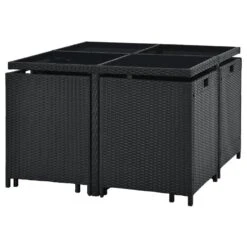 Merkloos Baracoa L Polyrotan Zwarte Diningset -Merkloos 625e8180939350.16696626