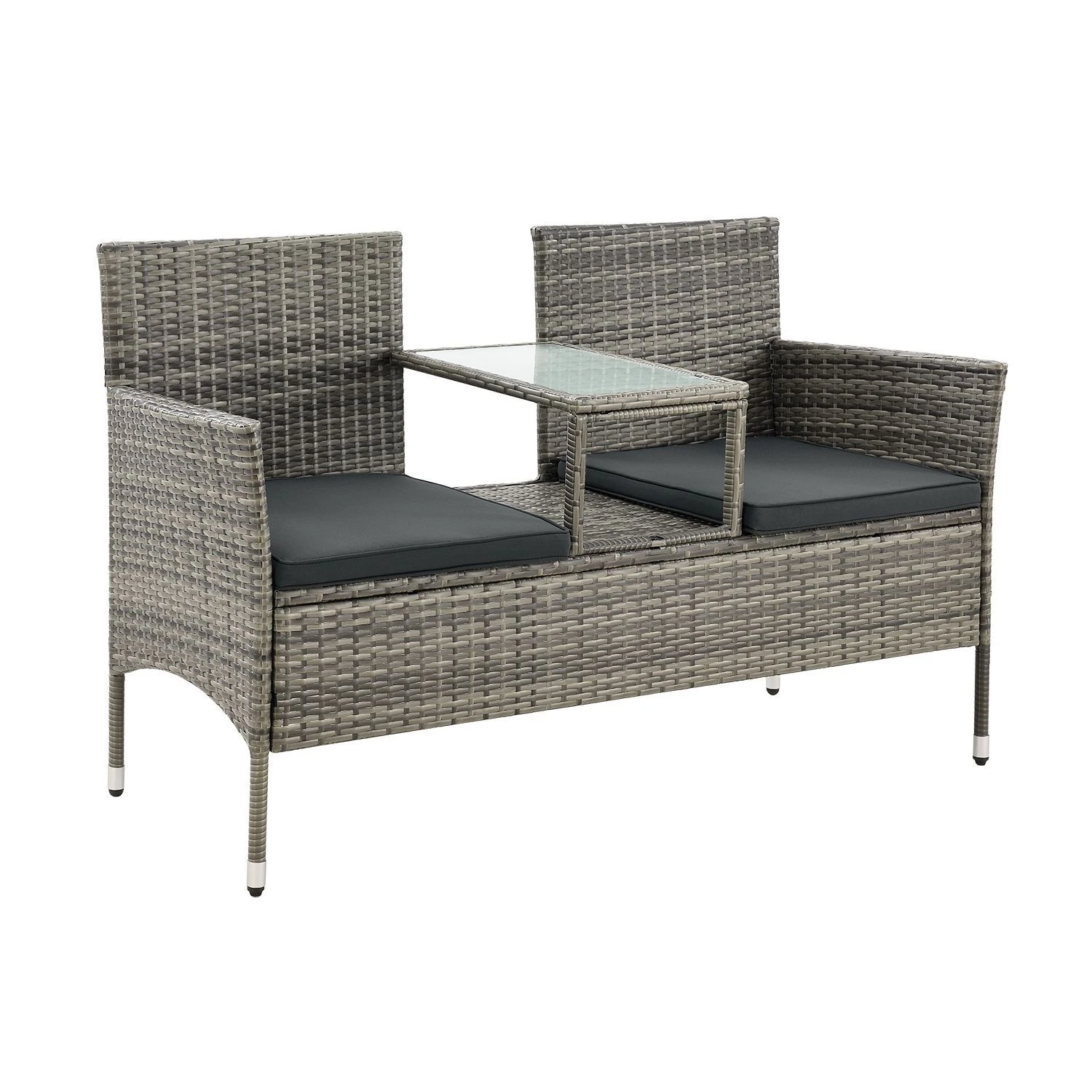 Merkloos Monaco Polyrotan Grijze Tuinbank 1 Merkloos Monaco Polyrotan Grijze Tuinbank