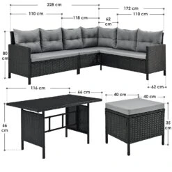 Merkloos Manacor Polyrotan Zwarte Loungeset -Merkloos 625e88935a55d3.29604825