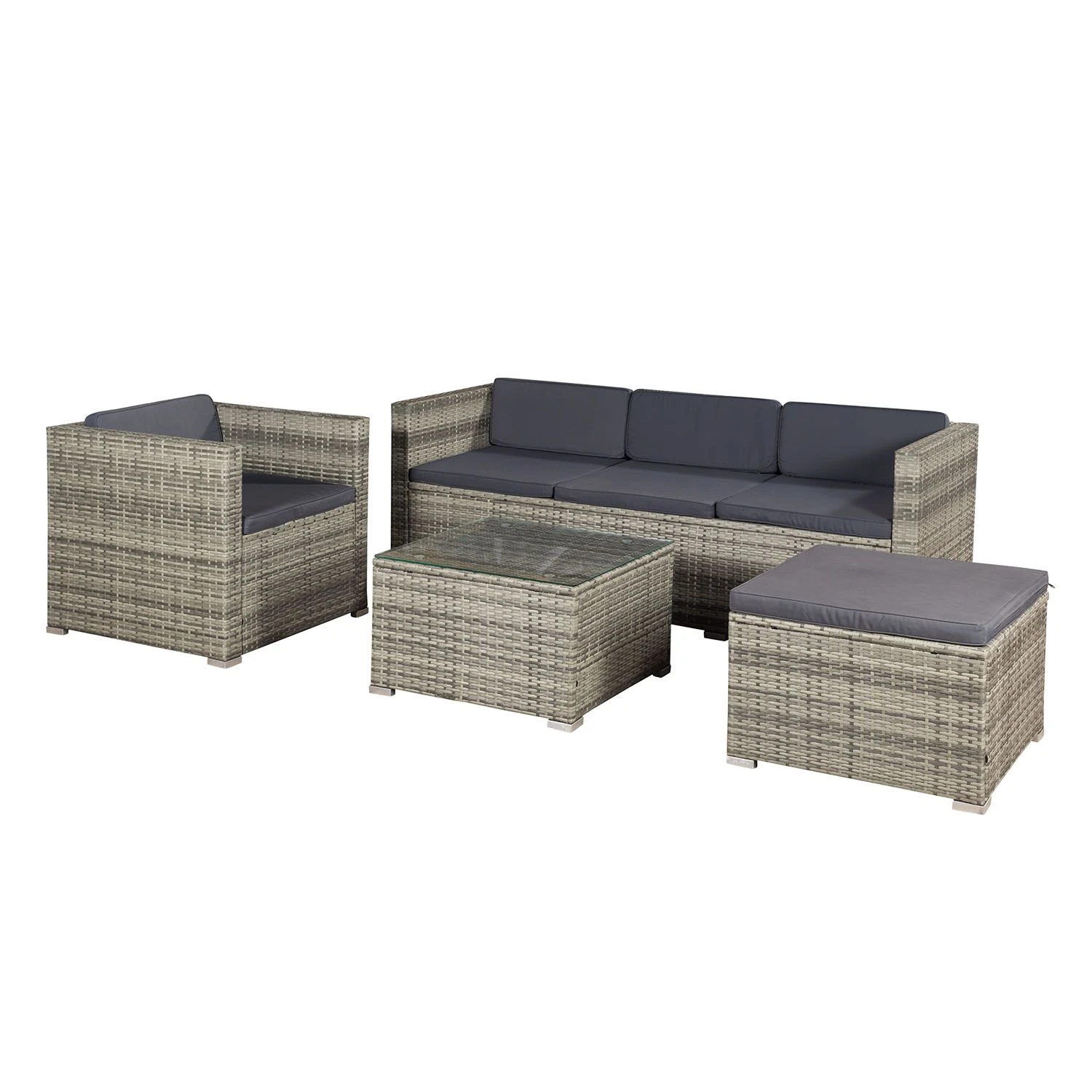 Merkloos Punta Cana L Polyrotan Grijze Loungeset 1 Merkloos Punta Cana L Polyrotan Grijze Loungeset