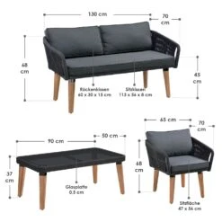 Merkloos Neapel Gevlochten Zwarte Loungeset -Merkloos 625e8f75db7e98.40301365