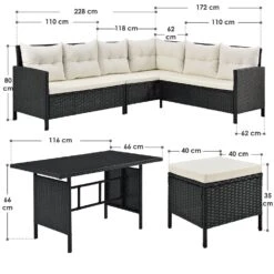 Merkloos Manacor Polyrotan Zwart Witte Loungeset -Merkloos 625e8f804efca1.59924915