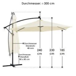 Merkloos Brasil 300 Creme Parasol Met LED-verlichting -Merkloos 625ff5eb906327.48132996