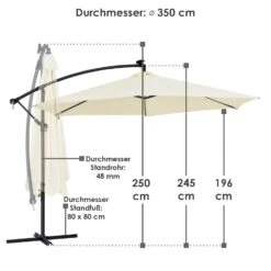 Merkloos Brasil 350 Creme Parasol Met LED-verlichting -Merkloos 62605f54772d47.32940585