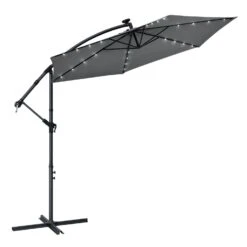 Merkloos Brasil 300 Grijze Parasol Met LED-verlichting