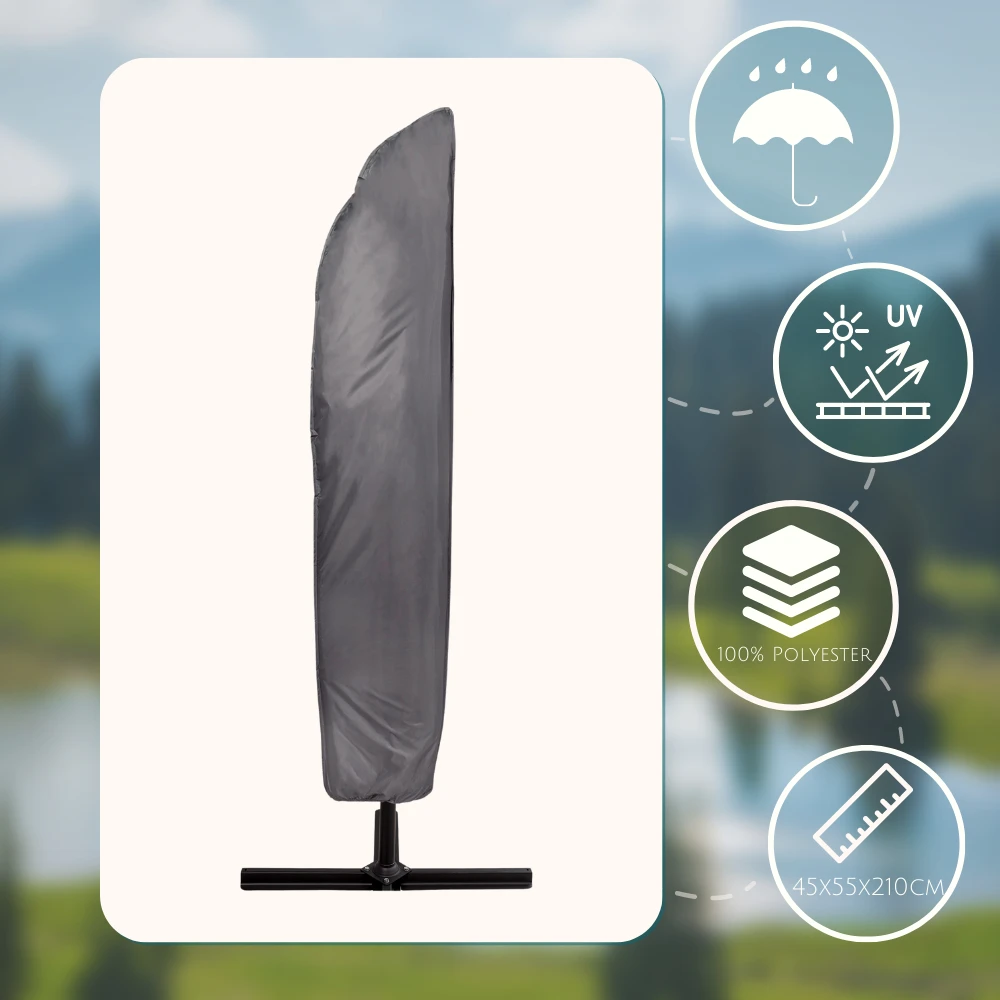 Merkloos HIXA Aktive 210 X 50 Parasol Beschermhoes Met Rits 3 Merkloos HIXA Aktive 210 X 50 Parasol Beschermhoes Met Rits - Afbeelding 3