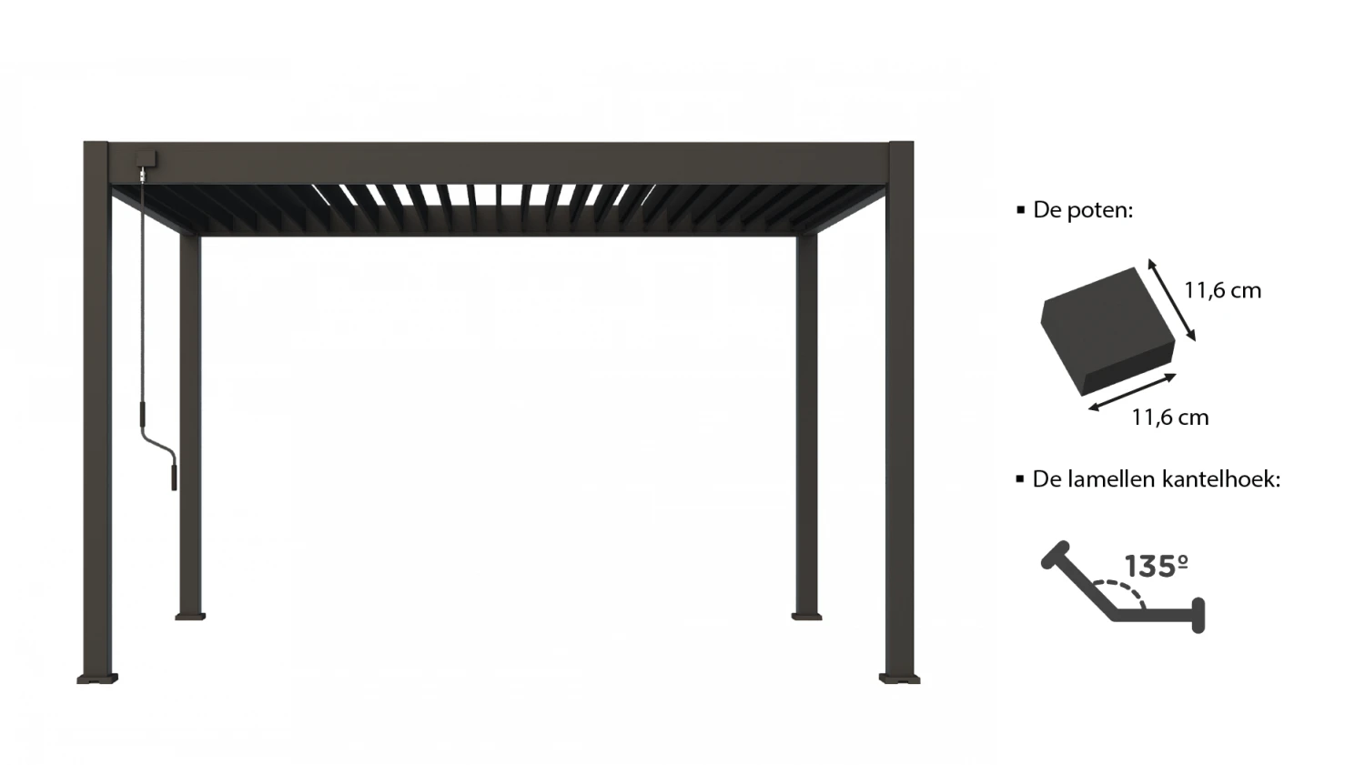 Merkloos Novum ORION 300 X 400 Cm Terrasoverkapping - Black 6 Merkloos Novum ORION 300 X 400 Cm Terrasoverkapping - Black - Afbeelding 6