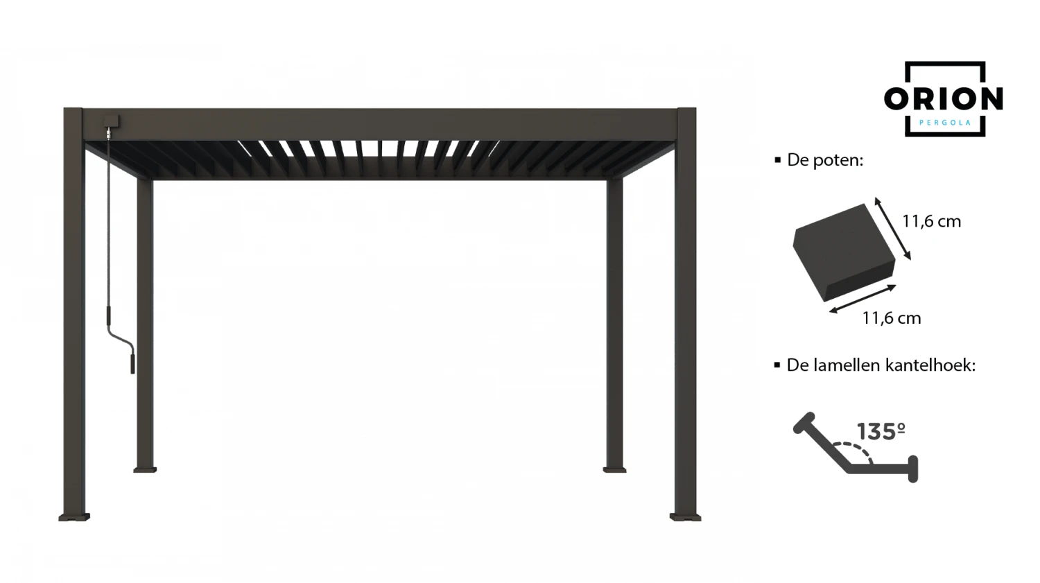 Merkloos Novum ORION 300 X 400 Cm Terrasoverkapping - Black 2 Merkloos Novum ORION 300 X 400 Cm Terrasoverkapping - Black - Afbeelding 2