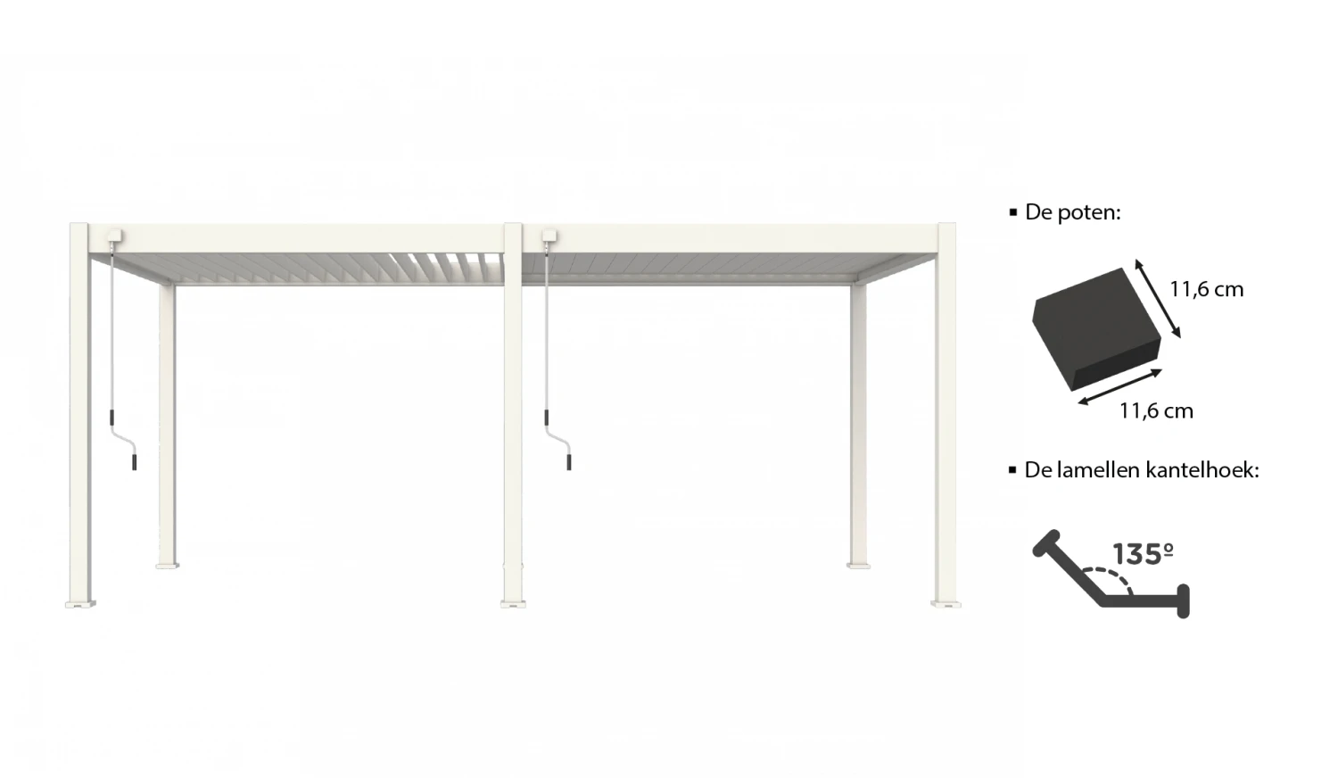 Merkloos Novum ORION 360 X 530 Terrasoverkapping - White 3 Merkloos Novum ORION 360 X 530 Terrasoverkapping - White - Afbeelding 3