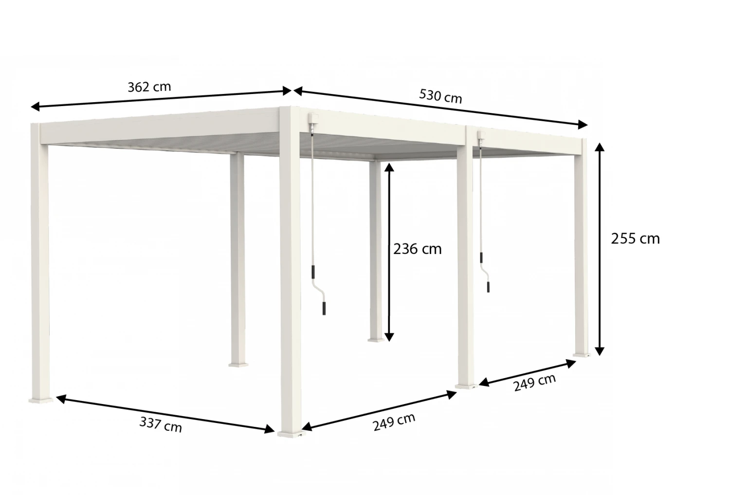 Merkloos Novum ORION 360 X 530 Terrasoverkapping - White 4 Merkloos Novum ORION 360 X 530 Terrasoverkapping - White - Afbeelding 4
