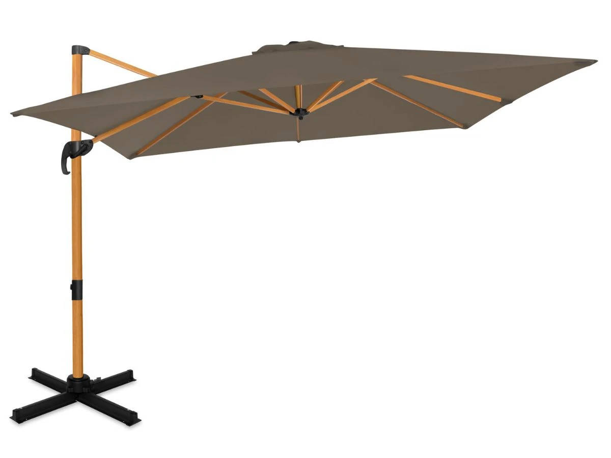 Merkloos VONROC Premium Pisogne 300x300cm Zweefparasol - Taupe 1 Merkloos VONROC Premium Pisogne 300x300cm Zweefparasol - Taupe