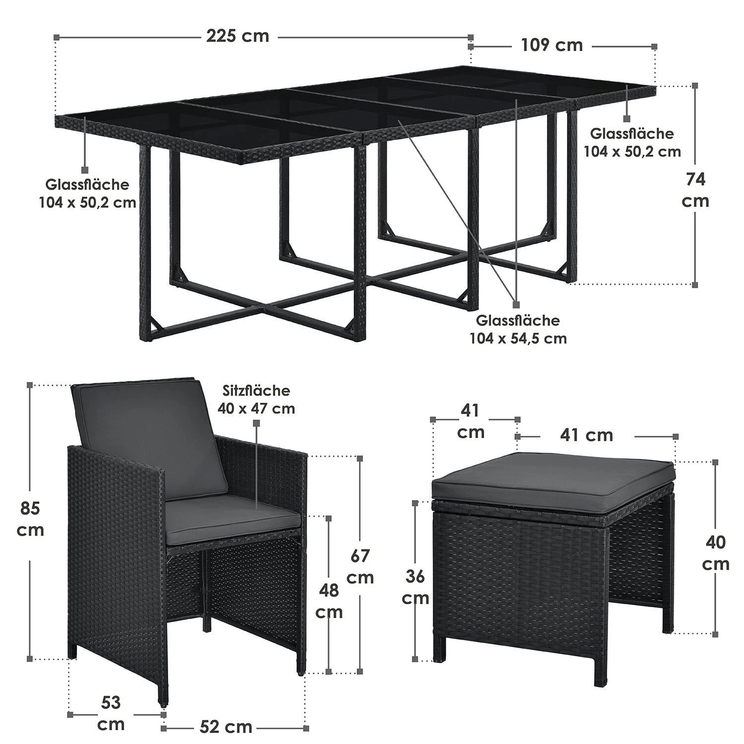 Merkloos Baracoa XXL Polyrotan Zwarte Diningset 6 Merkloos Baracoa XXL Polyrotan Zwarte Diningset - Afbeelding 6
