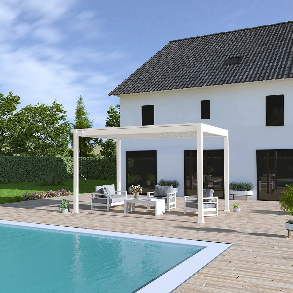 Merkloos Novum ORION 360 X 400 Terrasoverkapping - White 6 Merkloos Novum ORION 360 X 400 Terrasoverkapping - White - Afbeelding 6