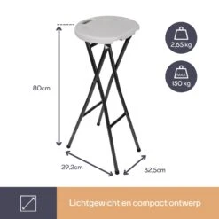 Merkloos Perel Uitklapbare Kruk - Wit -Merkloos 9420ccd9024c8116