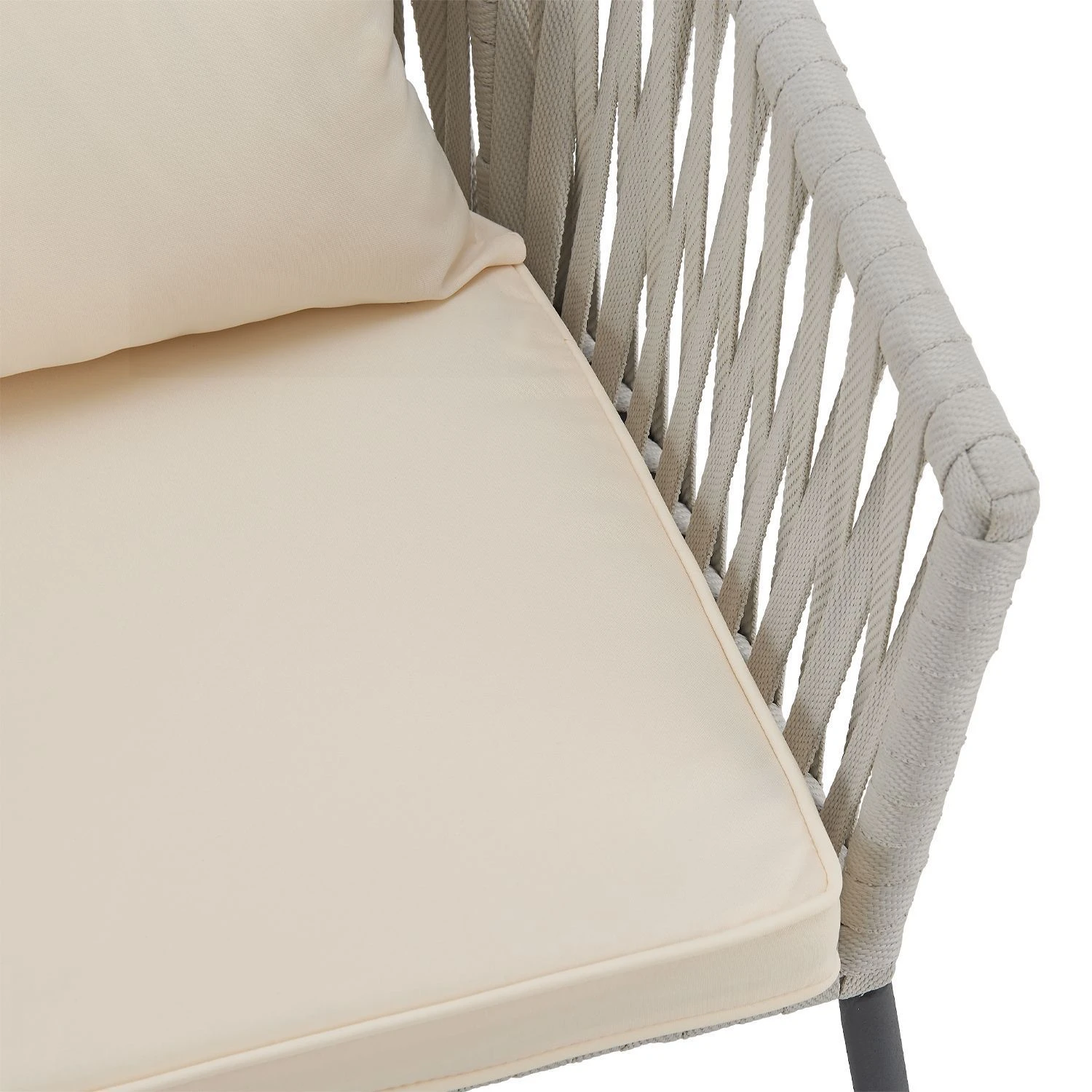 Merkloos Set Van 2 Touwgaas Tuinstoelen Met Rug- En Zitkussens 3 Merkloos Set Van 2 Touwgaas Tuinstoelen Met Rug- En Zitkussens - Afbeelding 3