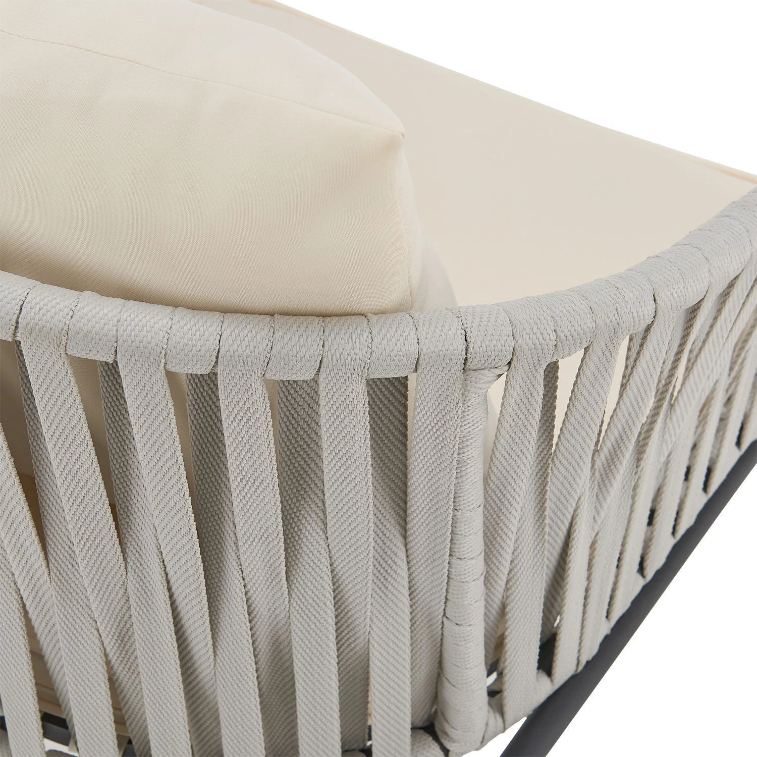 Merkloos Set Van 2 Touwgaas Tuinstoelen Met Rug- En Zitkussens 4 Merkloos Set Van 2 Touwgaas Tuinstoelen Met Rug- En Zitkussens - Afbeelding 4