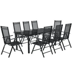 Merkloos Milano Aluminium 9-delige Donkergrijze Diningset