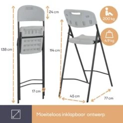 Merkloos Perel Hoge Klapstoel - Wit -Merkloos bfcf62fe1110e86a