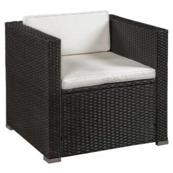 Merkloos Punta Cana L Polyrotan Zwart Witte Loungeset -Merkloos c47302fe306a4071