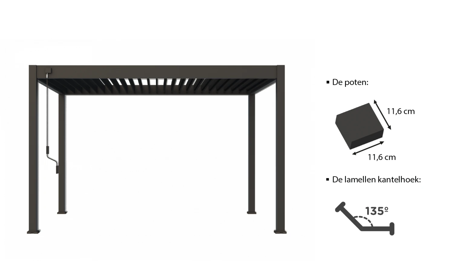 Merkloos Novum ORION 360 X 400 Terrasoverkapping - Black 3 Merkloos Novum ORION 360 X 400 Terrasoverkapping - Black - Afbeelding 3