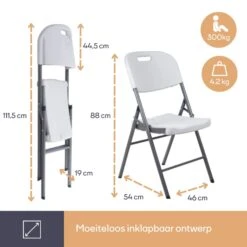 Merkloos Perel Klapstoel - Wit -Merkloos d618d9d4dfc02569