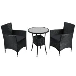 Merkloos Bayamo Polyrotan Zwart Grijze Balkonset