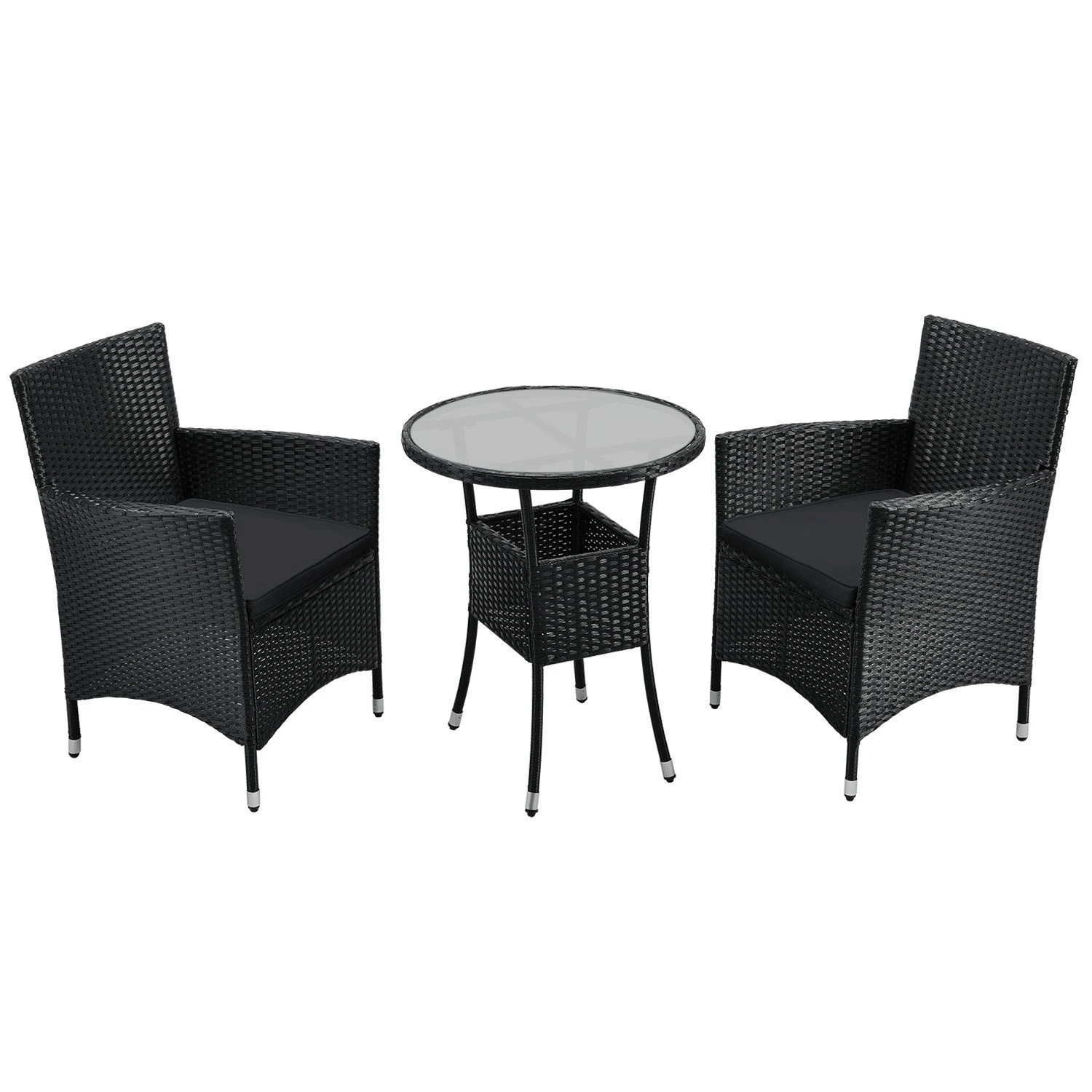 Merkloos Bayamo Polyrotan Zwart Grijze Balkonset 1 Merkloos Bayamo Polyrotan Zwart Grijze Balkonset