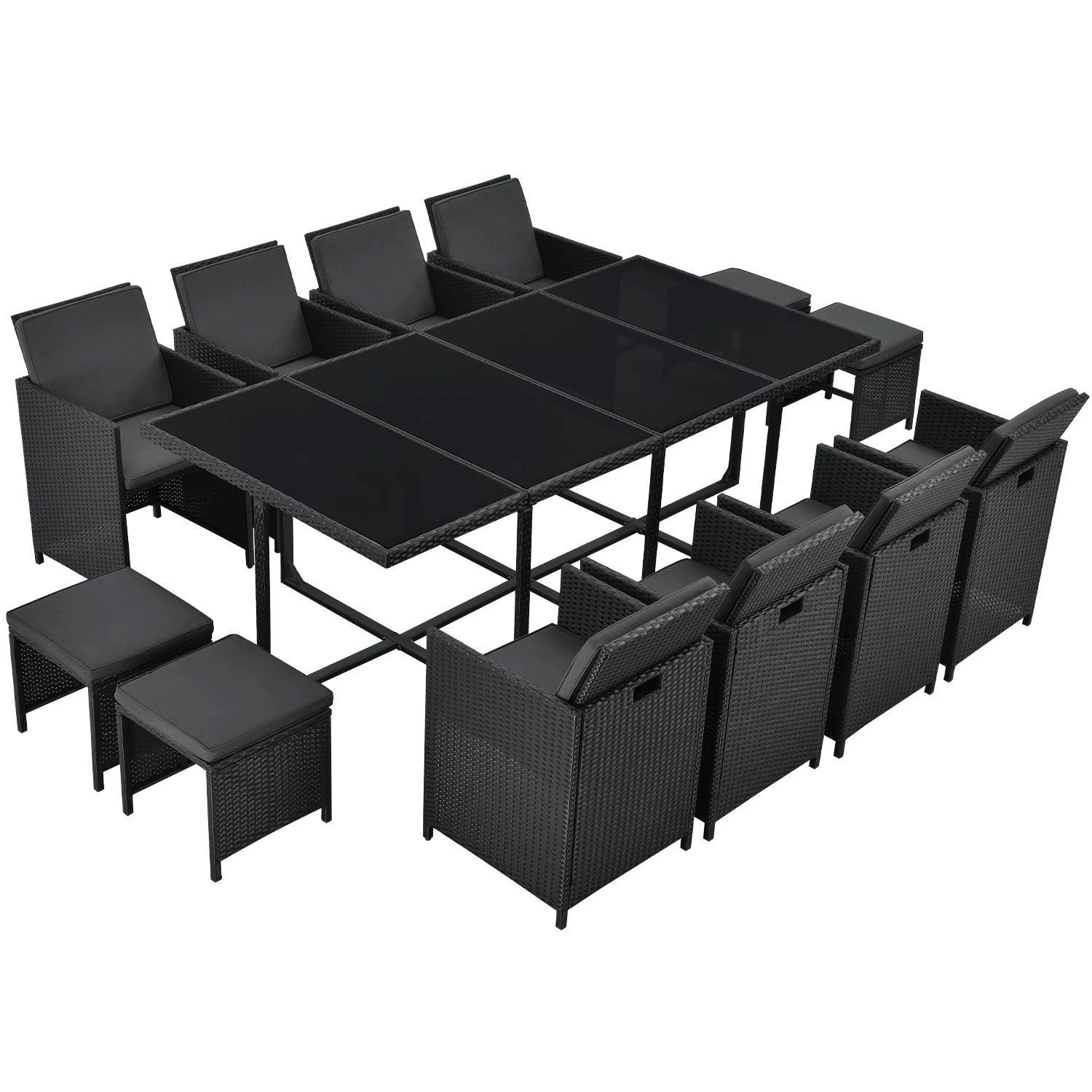 Merkloos Baracoa XXL Polyrotan Zwarte Diningset 1 Merkloos Baracoa XXL Polyrotan Zwarte Diningset