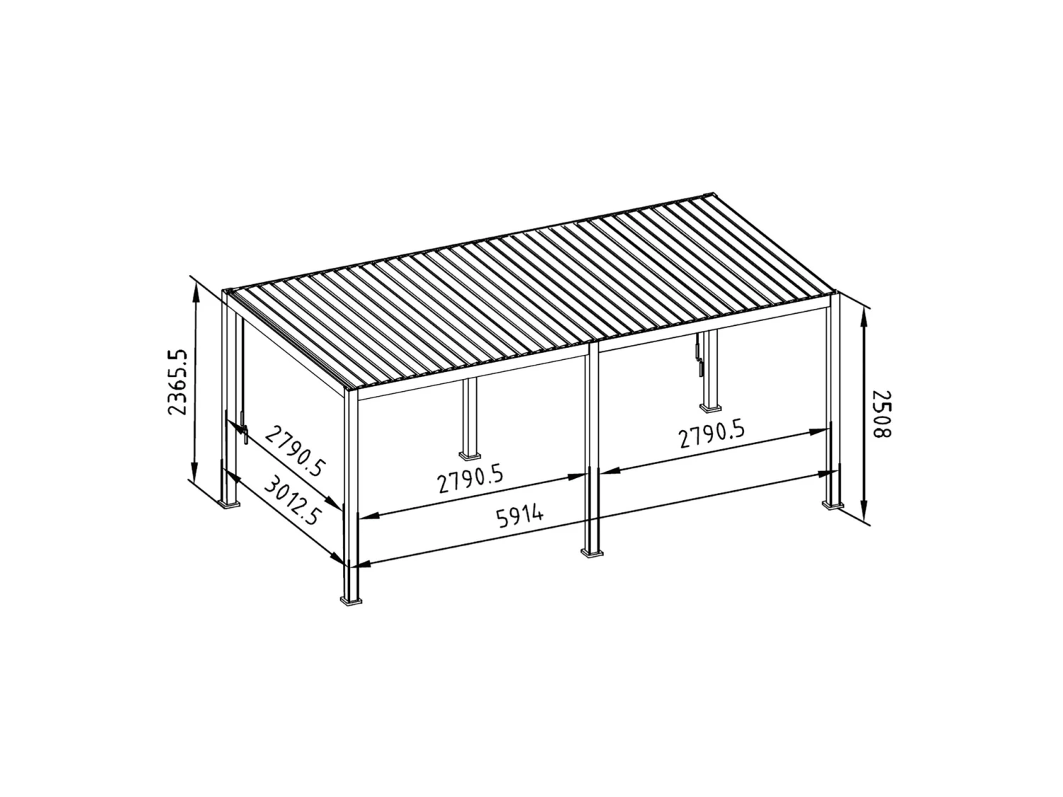 Merkloos Mirador Deluxe 300 X 600 Cm Overkapping - Grey 2 Merkloos Mirador Deluxe 300 X 600 Cm Overkapping - Grey - Afbeelding 2